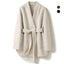 Camel-Wool V-Neck Double-Faced Belted Coat