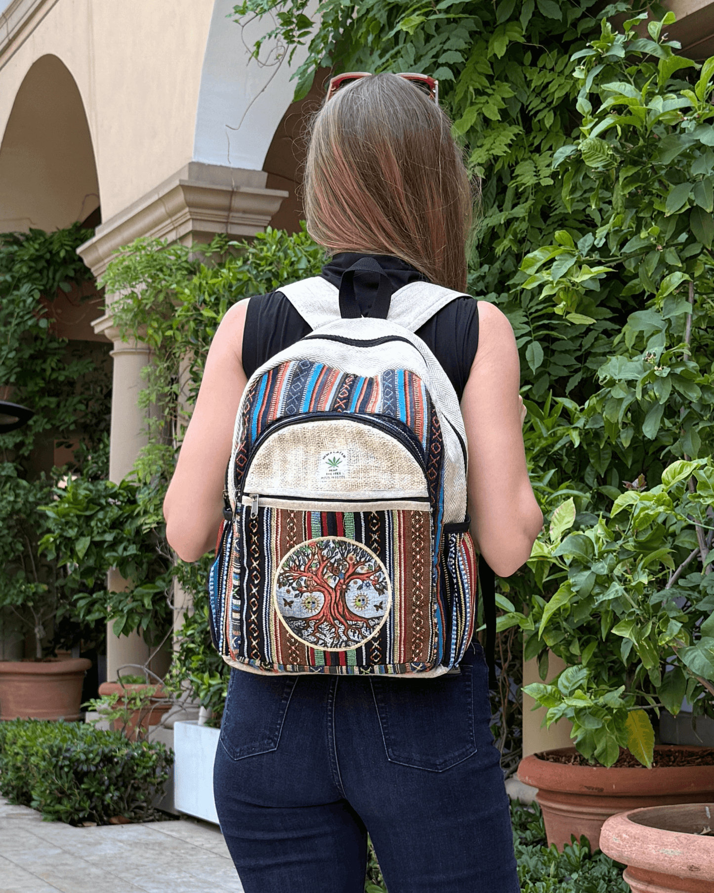 Sac à dos en coton et chanvre fait main de la collection Kathmandu