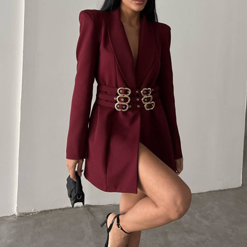 Elegant Slim-fit Solid-color Blazer for Commuters