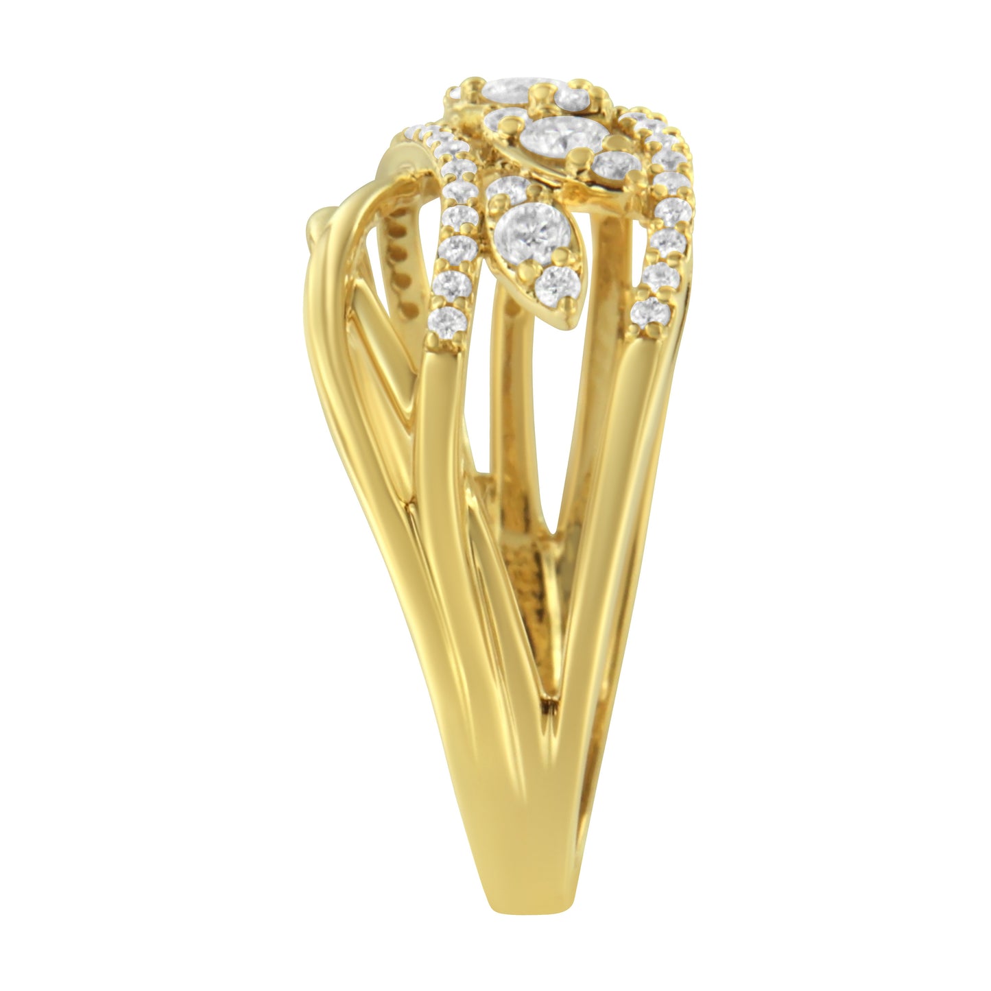 10K Yellow Gold 1/2 Cttw Round-Cut Diamond Split Shank Ring - Size 7