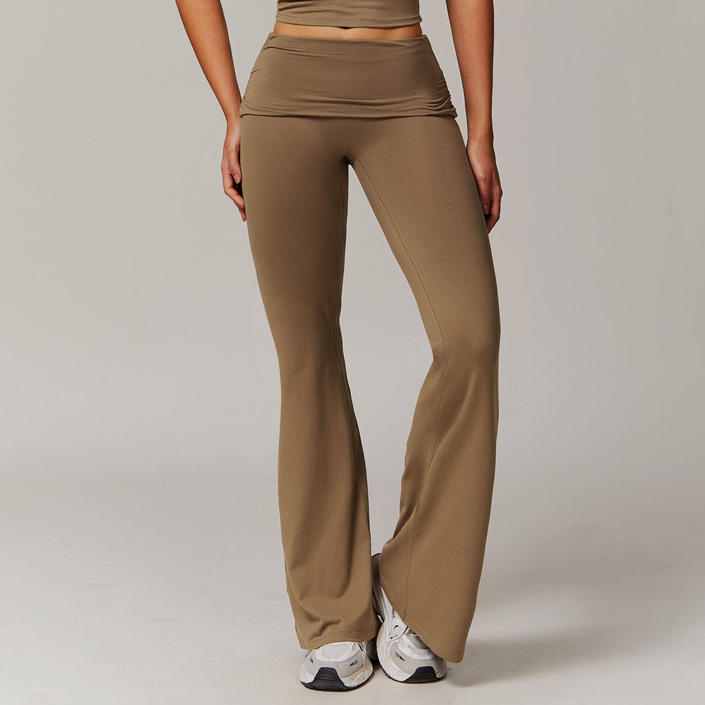 Pantalons de course en laine plissés taille haute
