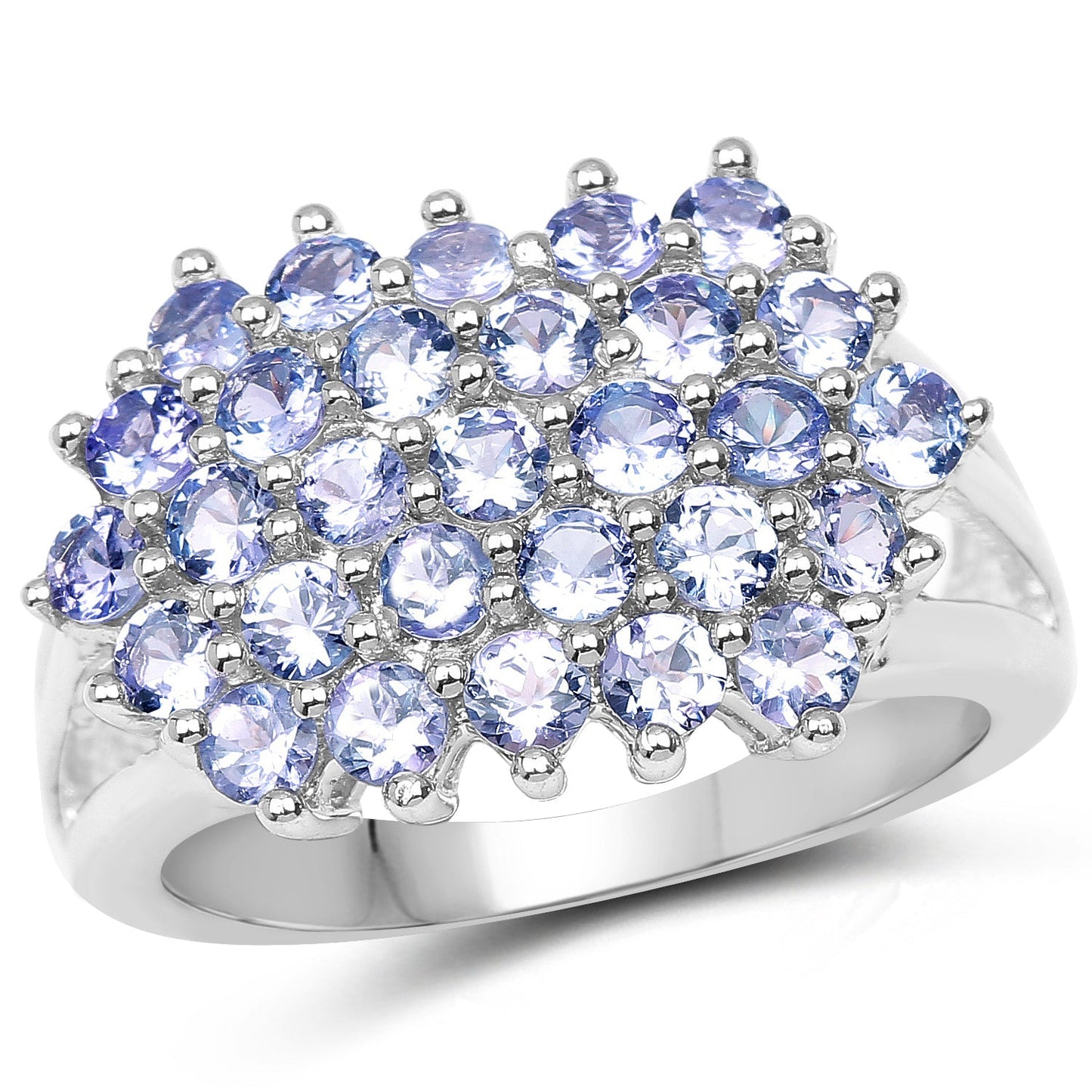 2.03 Carat Genuine Tanzanite Sterling Silver Engagement Ring