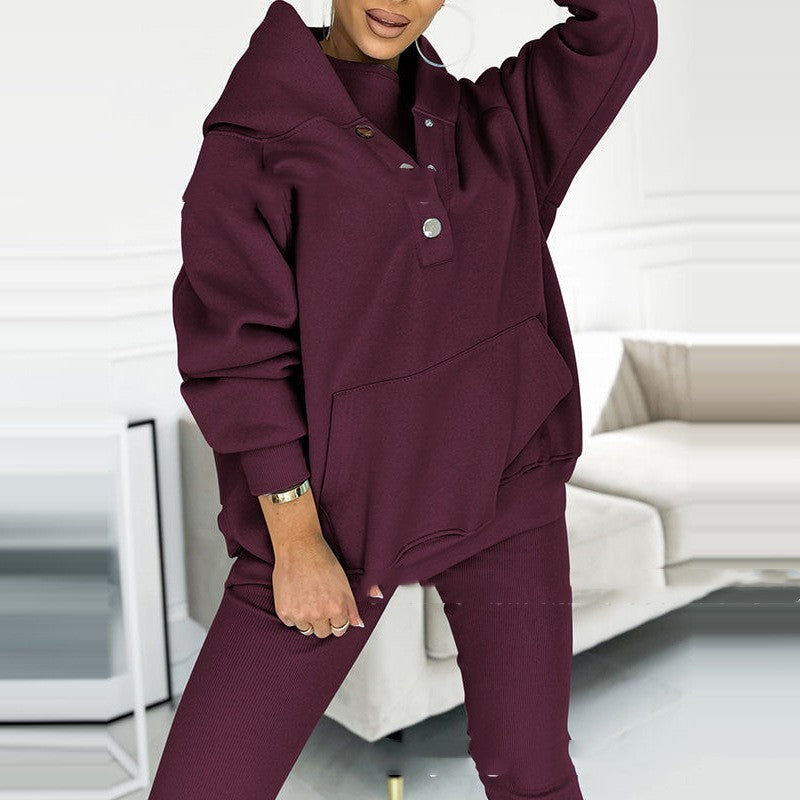Ensemble de sport pour femmes en 3 pièces avec sweat à capuche et pantalons