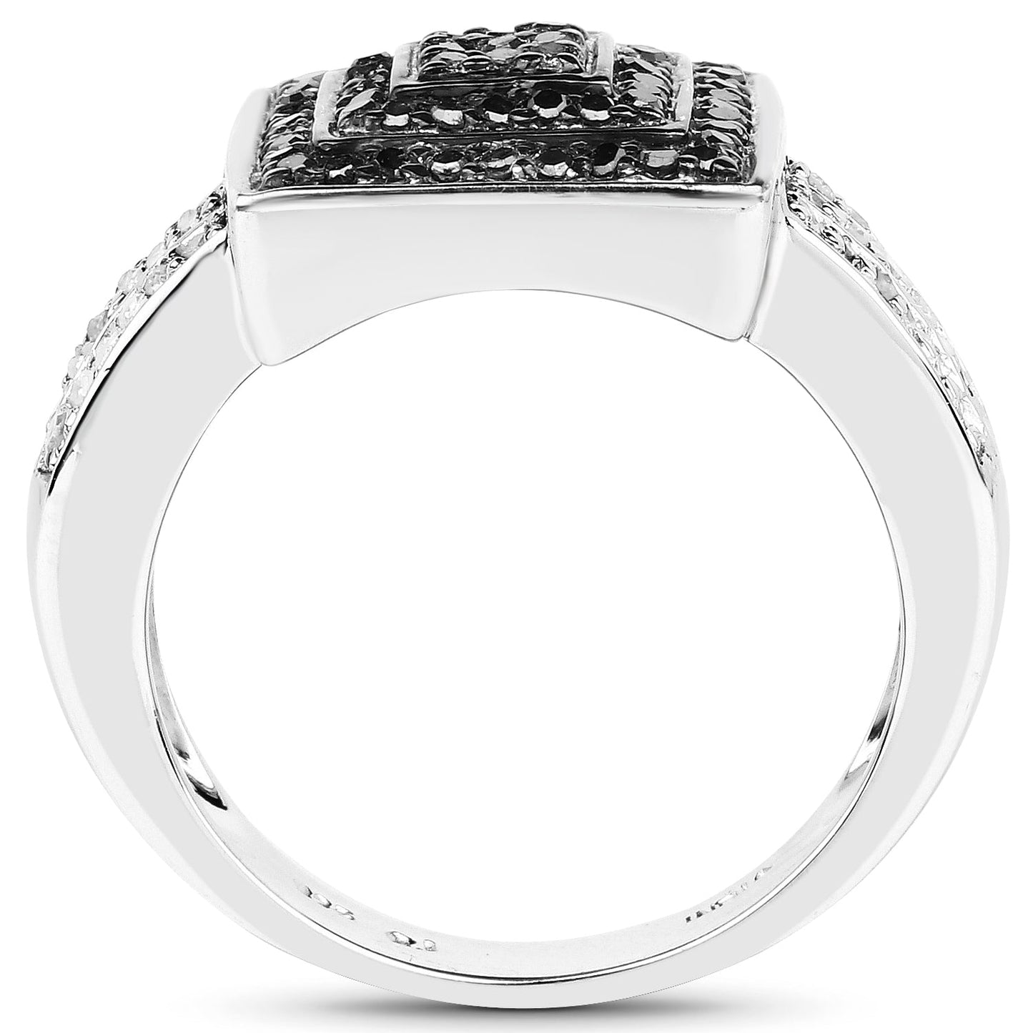 Bague en argent sterling avec diamants noirs et blancs de 0,55 carat