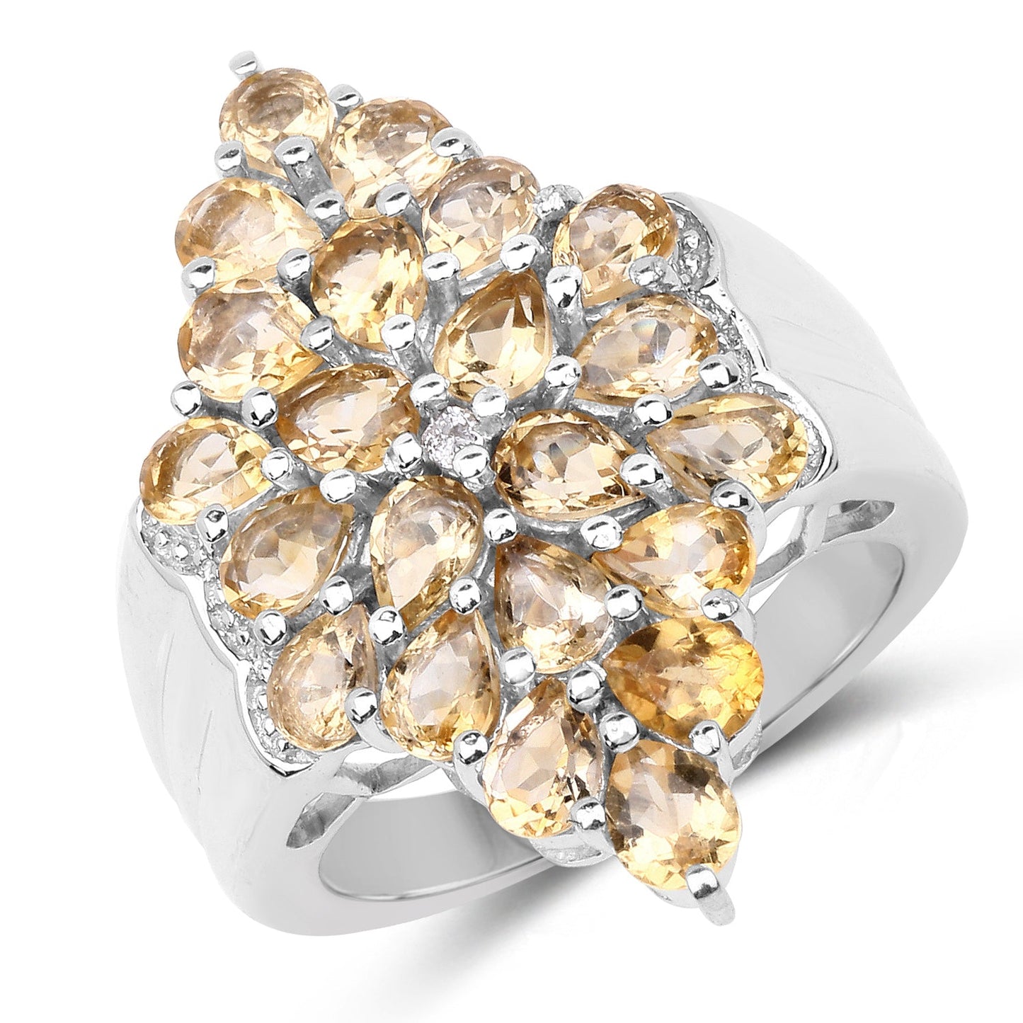 Bague en argent sterling avec citrine et topaze blanche de 3,54 carats