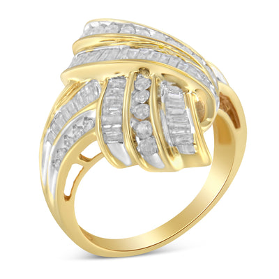 Bague en Argent Sterling Plaqué Or Jaune 10K avec Nœud en Diamant - Taille 6