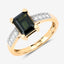 Anillo de 1.91 quilates de turmalina verde y diamante en oro amarillo de 14 quilates