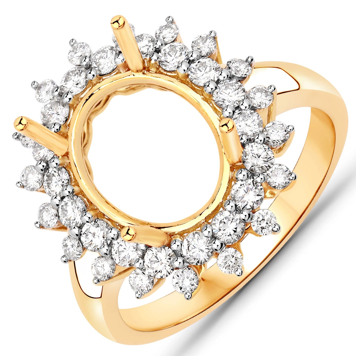 0.79 Carat White Diamond 14K Yellow Gold Semi Mount Engagement Ring