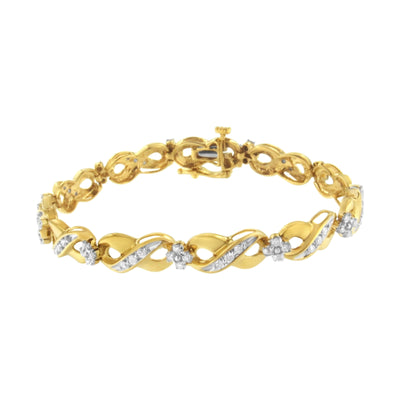 Bracelet Infini Amour en Diamant Taille Ronde en Or Jaune 10K