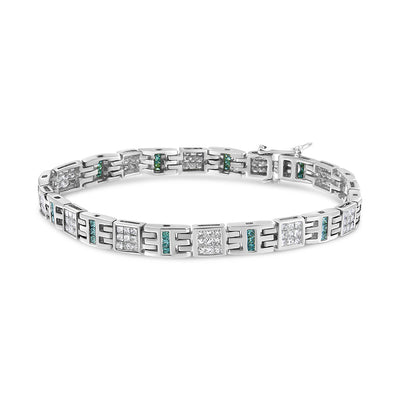 Bracelet en or blanc 14K avec diamants taille princesse
