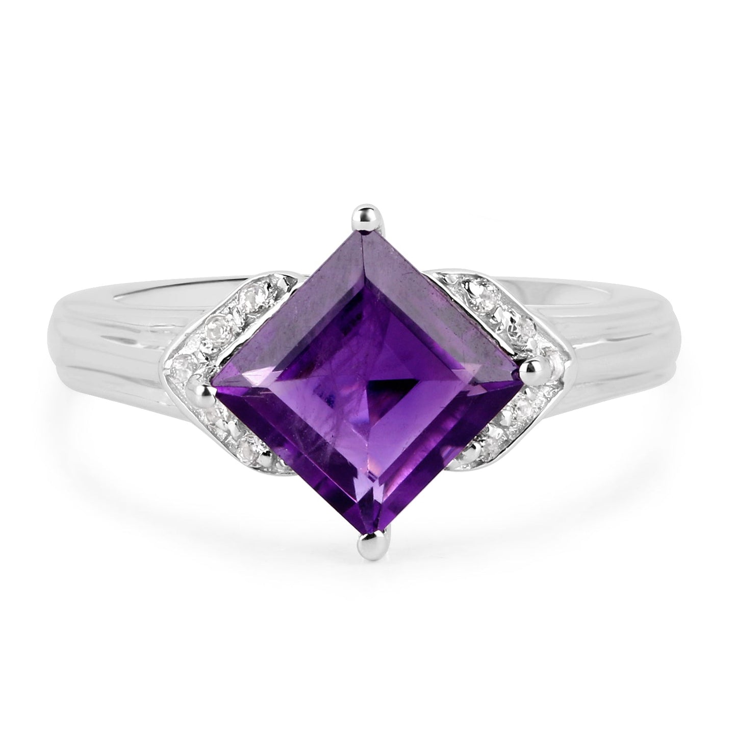 2.55 Carat Amethyst and White Topaz Sterling Silver Ring
