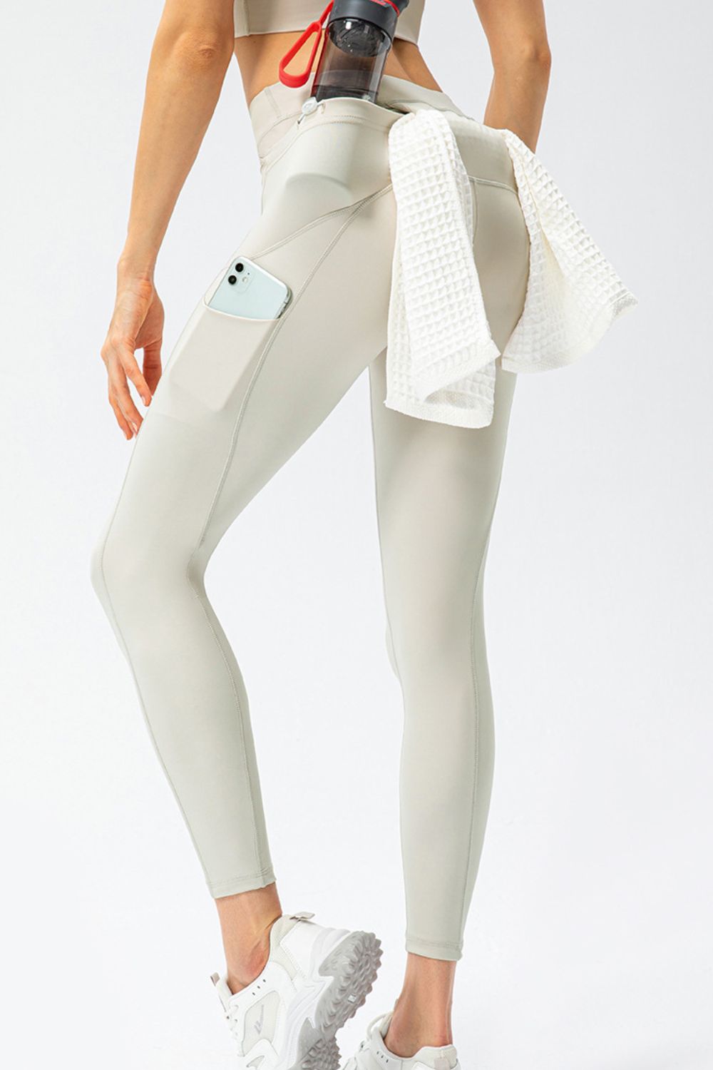Pantalons de sport longs taille haute slim fit grande taille avec poches