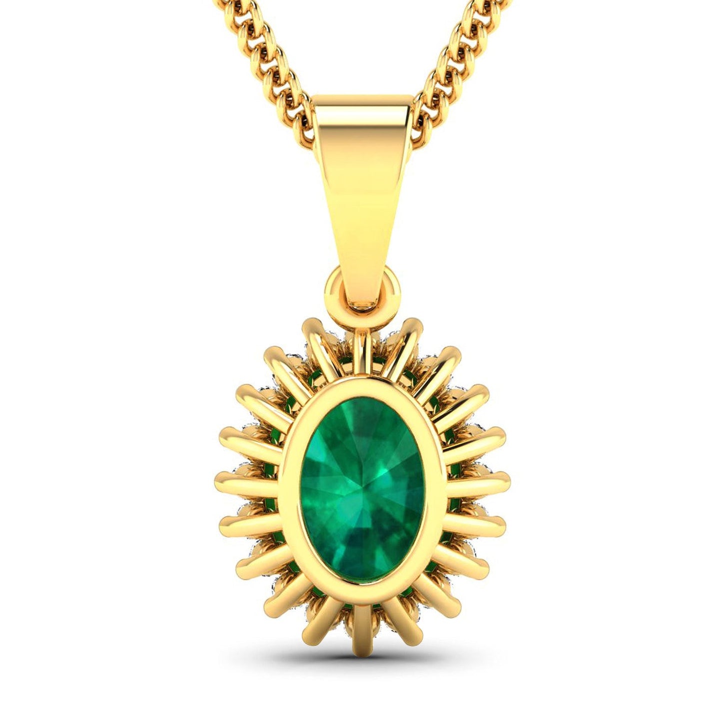 1.13 Carat Genuine Zambian Emerald and White Diamond Pendant