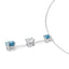 14K White Gold Diamond Pendant Necklace with Blue Accents