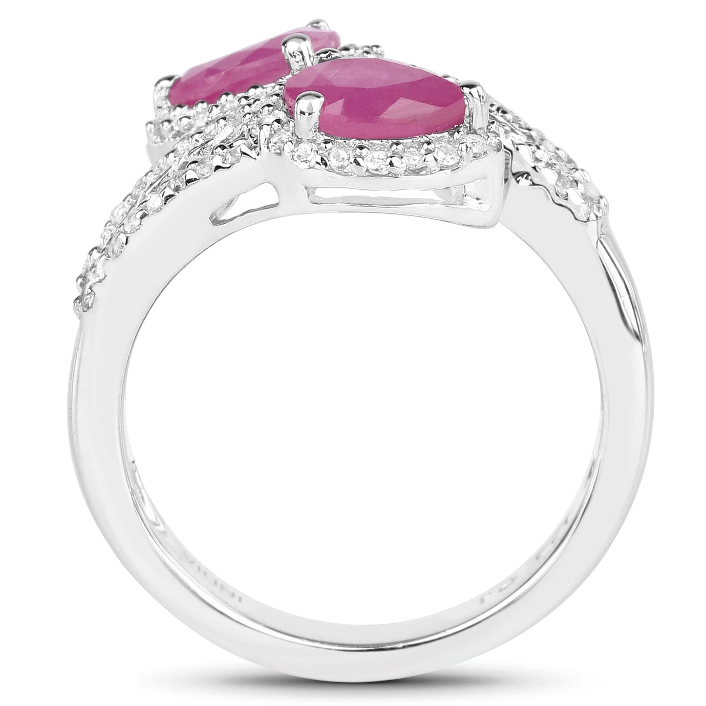 Anillo de Plata Esterlina con Rubí de 2.43 Quilates y Topacio Blanco