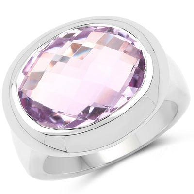 8.00 Carat Pink Amethyst Sterling Silver Engagement Ring