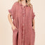 Mineral Wash Cotton Gauze Mini Shirt Dress for Women