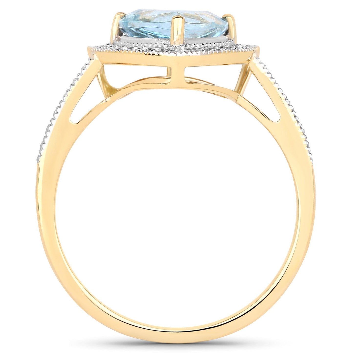 1.58 Carat Aquamarine and Diamond 14K Yellow Gold Engagement Ring