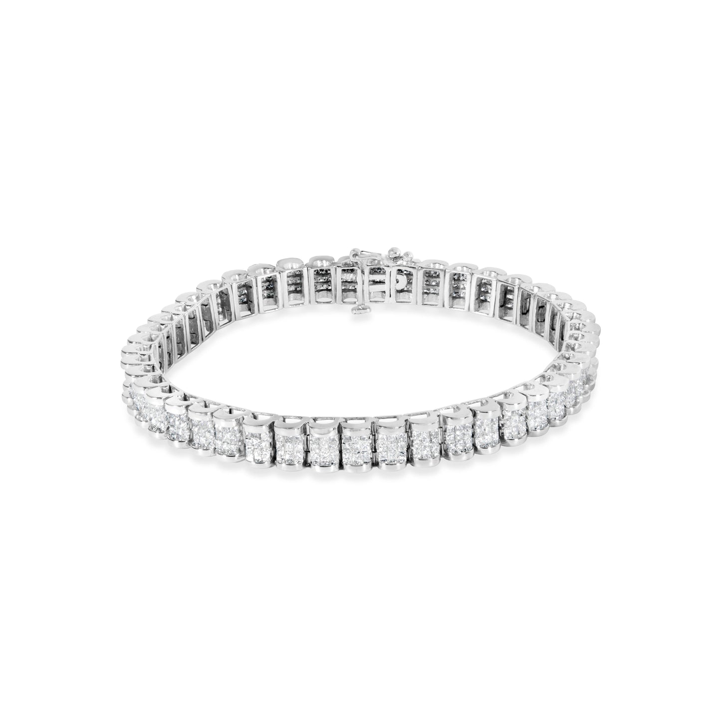 Pulsera de Tenis de Diamantes de Corte Princesa en Oro Blanco de 14K - 5.00 Cttw
