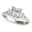 Bague en diamant antique à trois pierres en or blanc 14 carats avec taille princesse