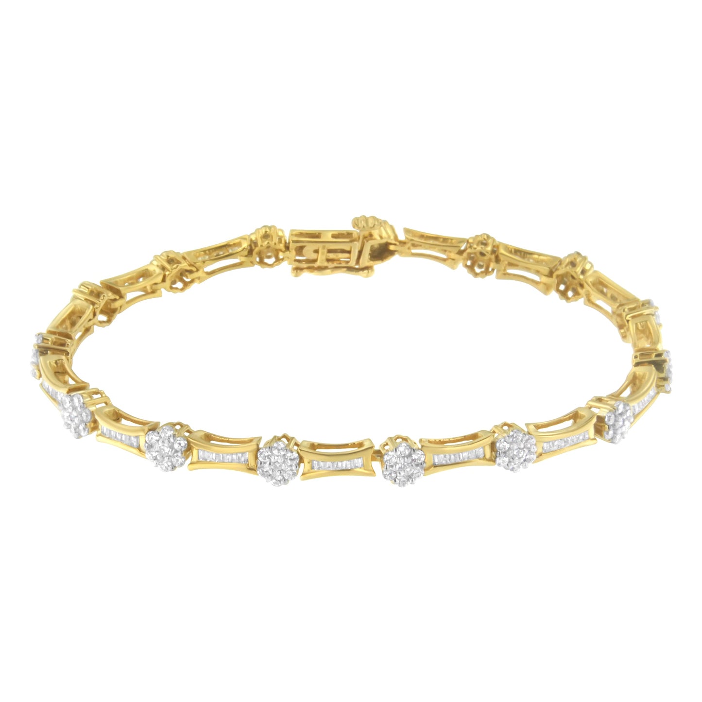 Pulsera de eslabones de diamantes en oro amarillo y blanco de 10K - 2.00 cttw