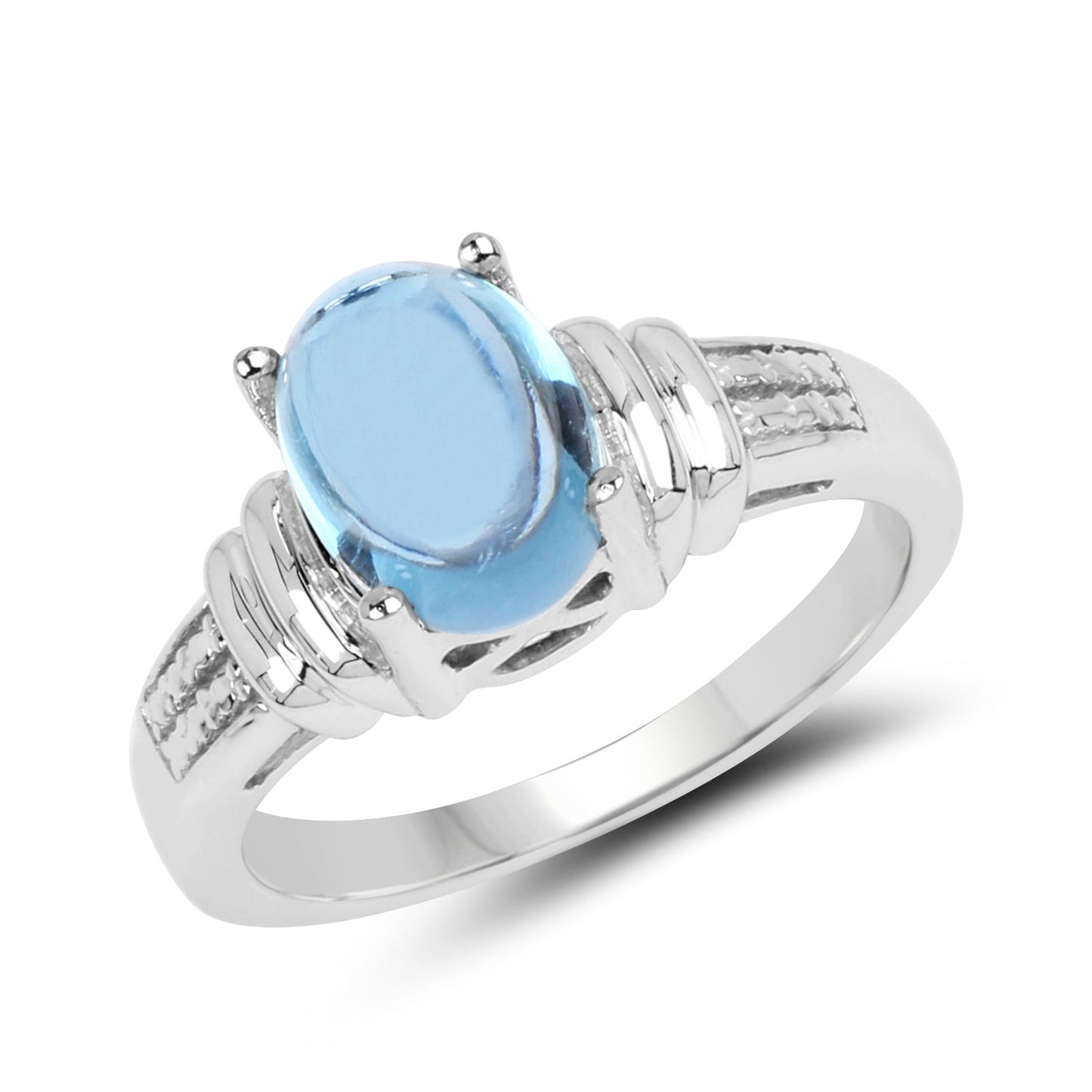 Anillo de plata esterlina con topacio suizo azul genuino de 2.10 quilates