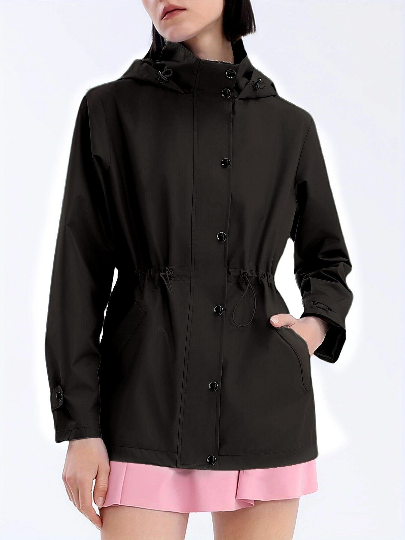Women's Waterproof Slim Trench Coat - Windproof Shell Jacket