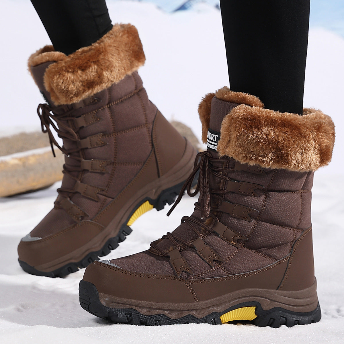 Bottes en Velours Chaud en Coton - Chaussures Rembourrées Hautes en Coton