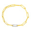 14k Yellow Gold Paperclip Chain Bracelet with Diamond Link