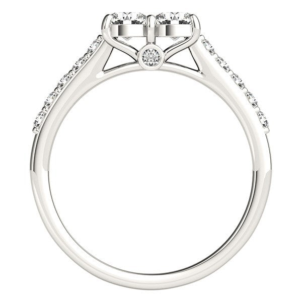 14k White Gold Round Two Stone Diamond Ring