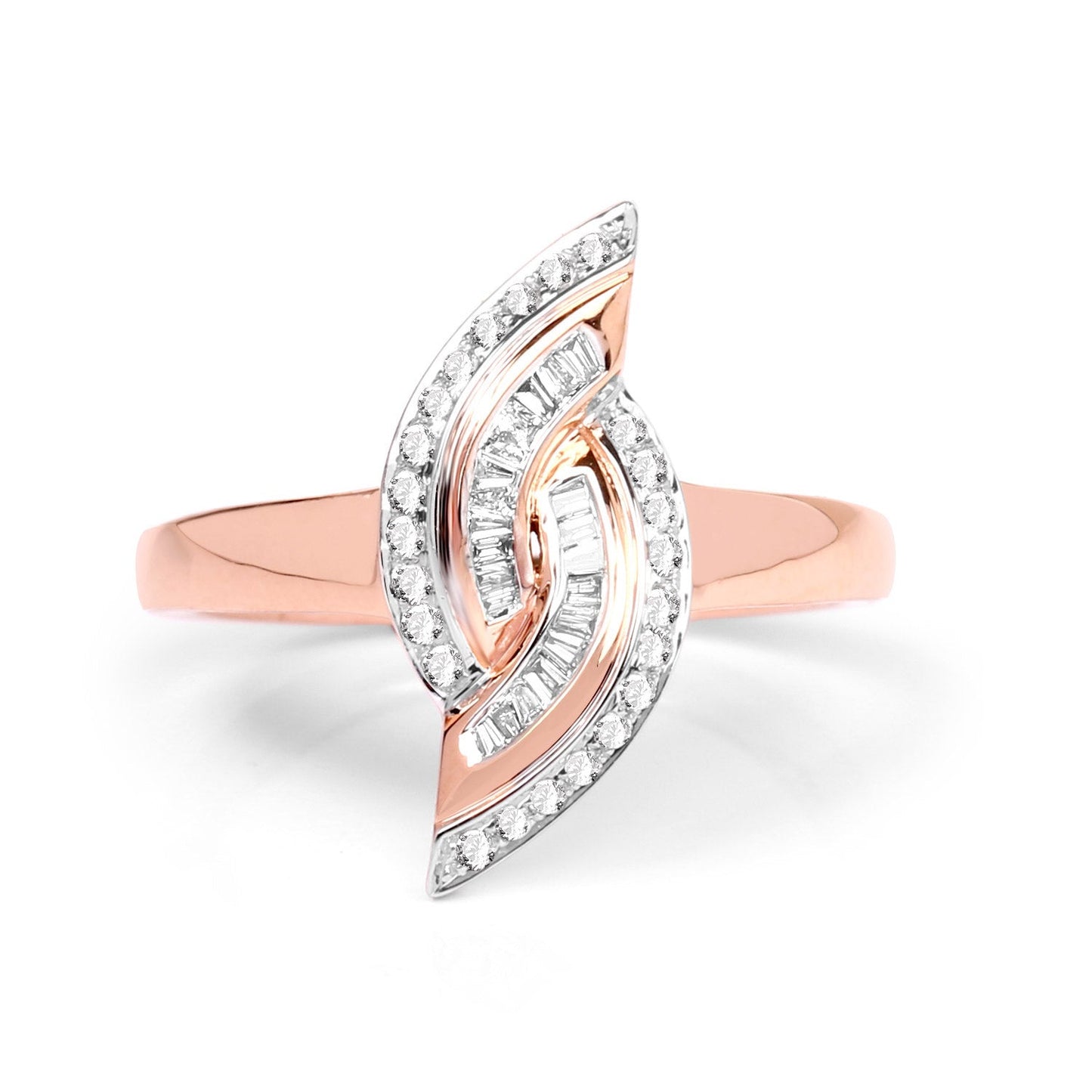 Anillo de Compromiso de Diamante Blanco Genuino de 0.29 Quilates en Oro Rosa de 14K