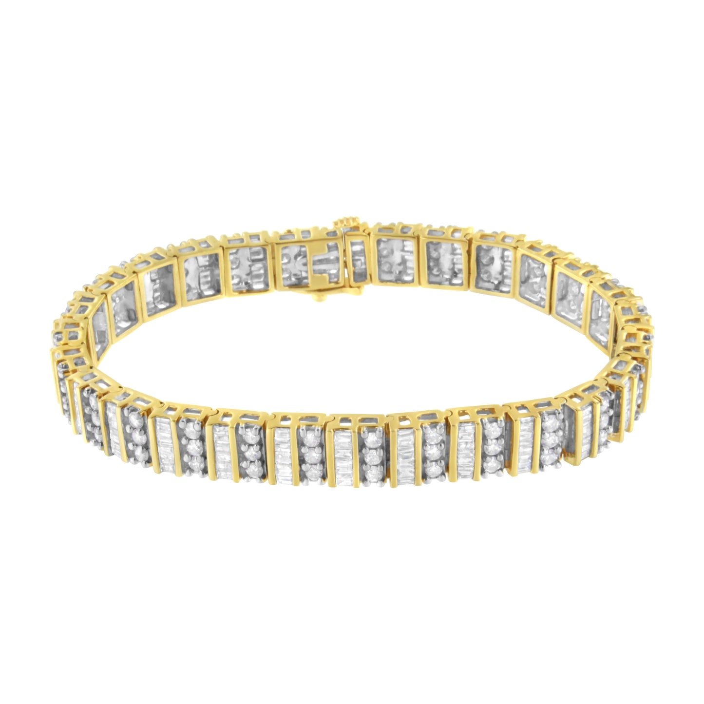 14K Yellow Gold Diamond Link Bracelet - 5.50 Cttw