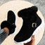 Stylish Plush Ankle Boots with Buckle Design for Women