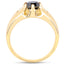 14K Yellow Gold Plated Black Diamond Sterling Silver Ring