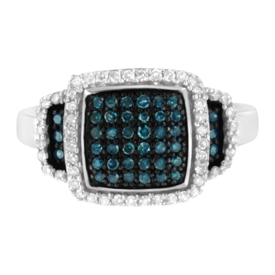 Black Rhodium Plated .925 Sterling Silver Diamond Cocktail Ring - Size 6