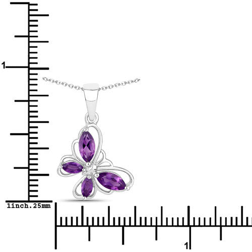 Colgante de mariposa de amatista genuina de 0.60 quilates en plata esterlina