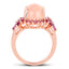 14K Rose Gold Plated Morganite & Rhodolite Sterling Silver Ring