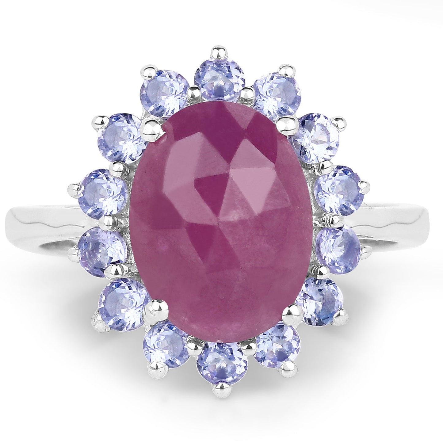 5.53 Carat Pink Sapphire & Tanzanite Sterling Silver Ring