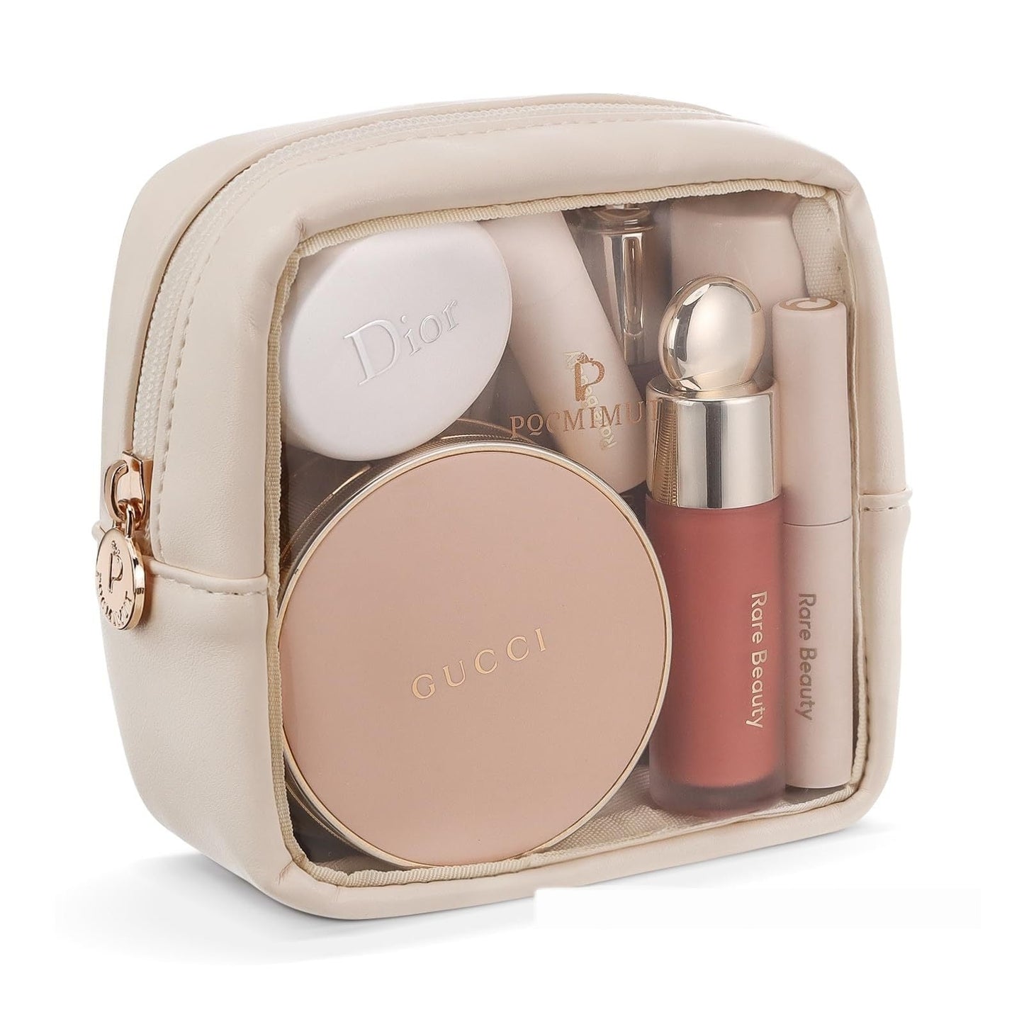 Premium Leather Transparent Cosmetic Bag for Travel