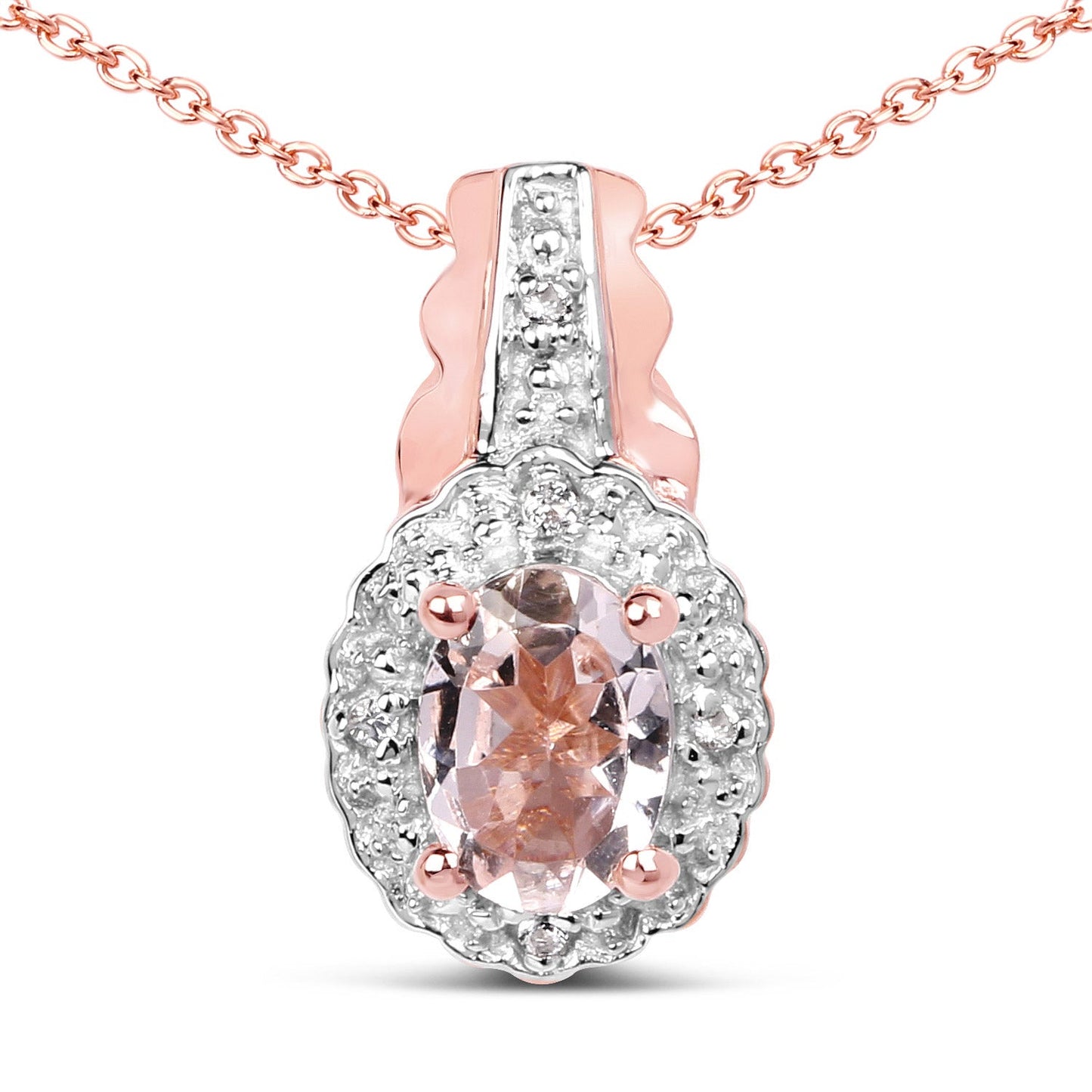 Conjunto de Joyería de Morganita de 2.28 Quilates y Topacio Blanco