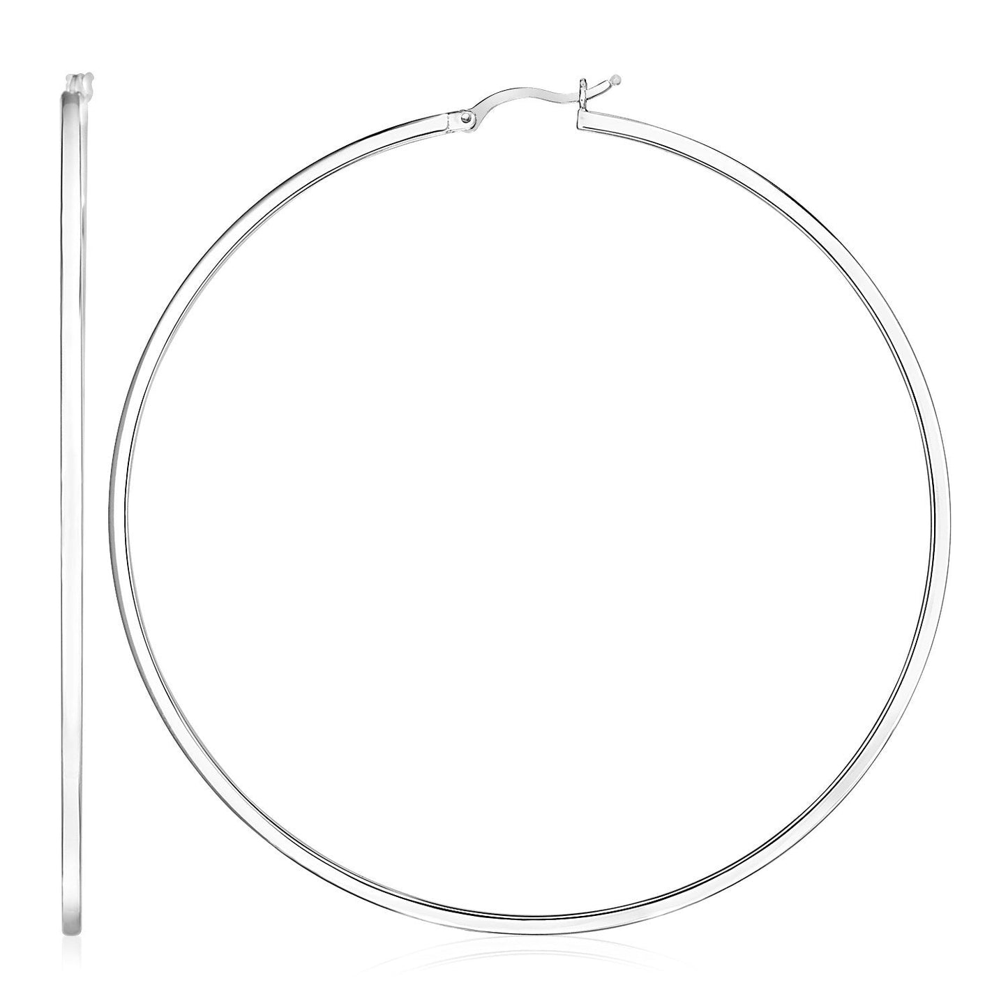 Pendientes de aro rectangulares grandes de plata de ley