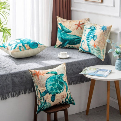 Mandotos Sea Turtle Printed Cushion Covers for Elegant Home Decor