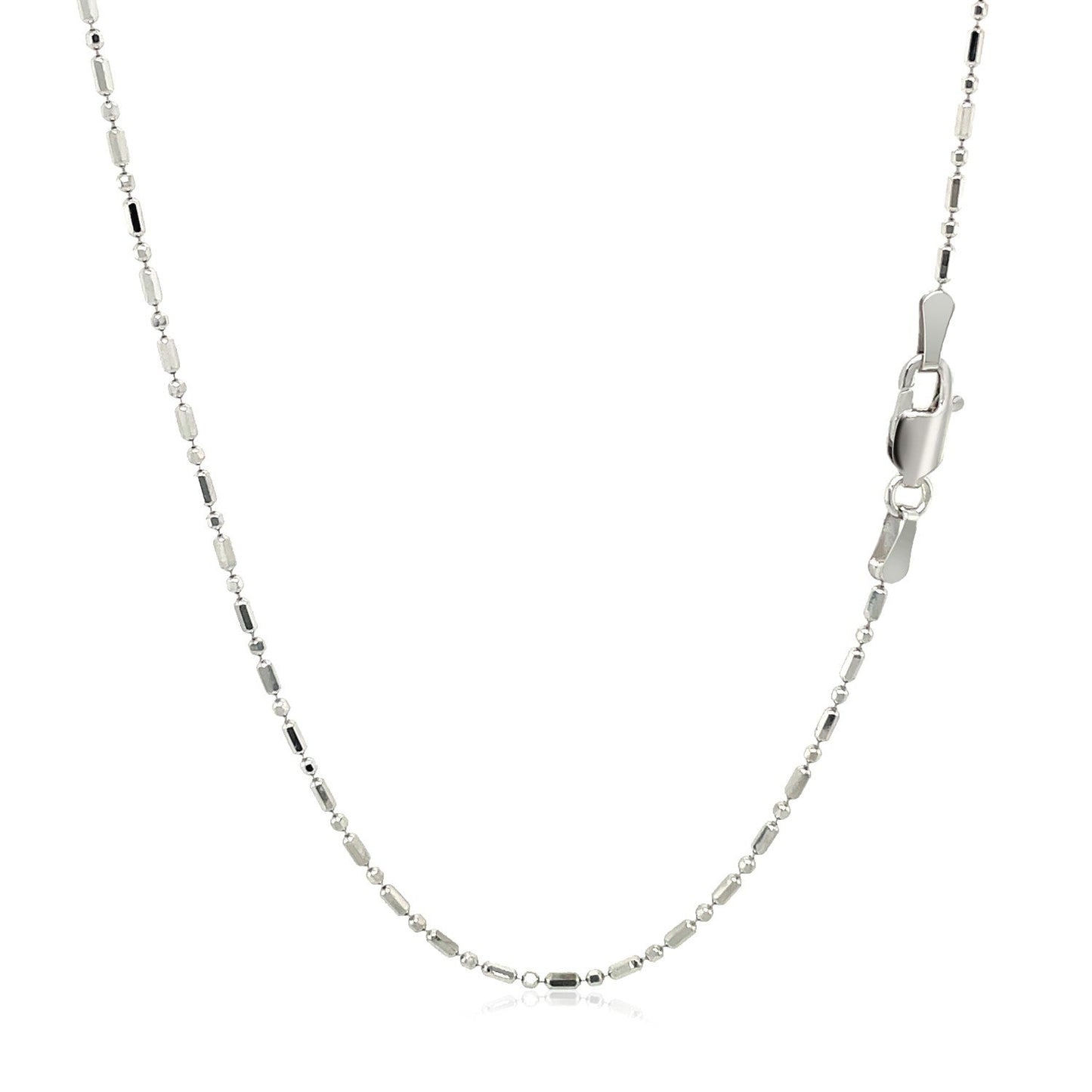 Cadena de cuentas alternas cortadas con diamante de oro blanco de 14k 1.2mm