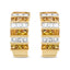 Boucles d'oreilles créoles huggie en or jaune 18K avec diamants taille princesse et saphirs jaunes