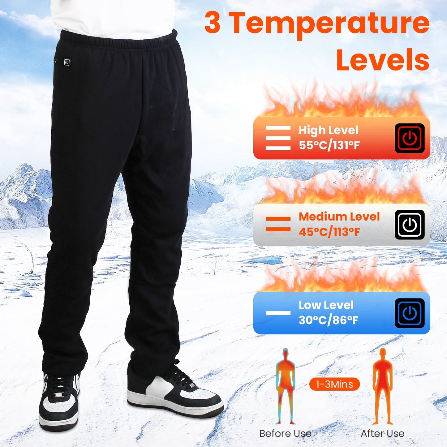 Winter Heated Pants for Men & Women | 12 Heating Zones, USB Powered