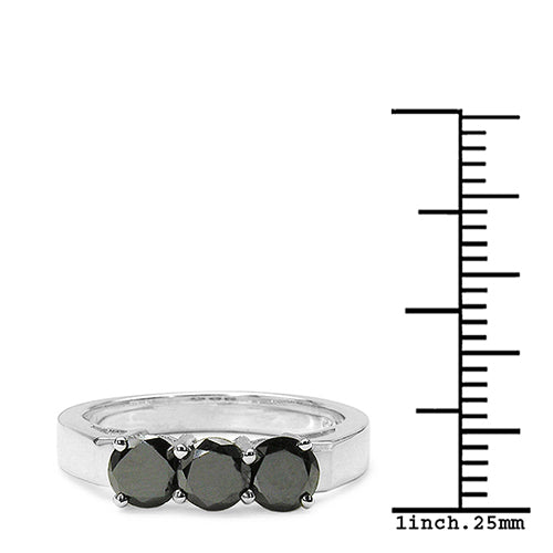 Bague de fiançailles en argent sterling avec diamant noir véritable de 0,99 carat