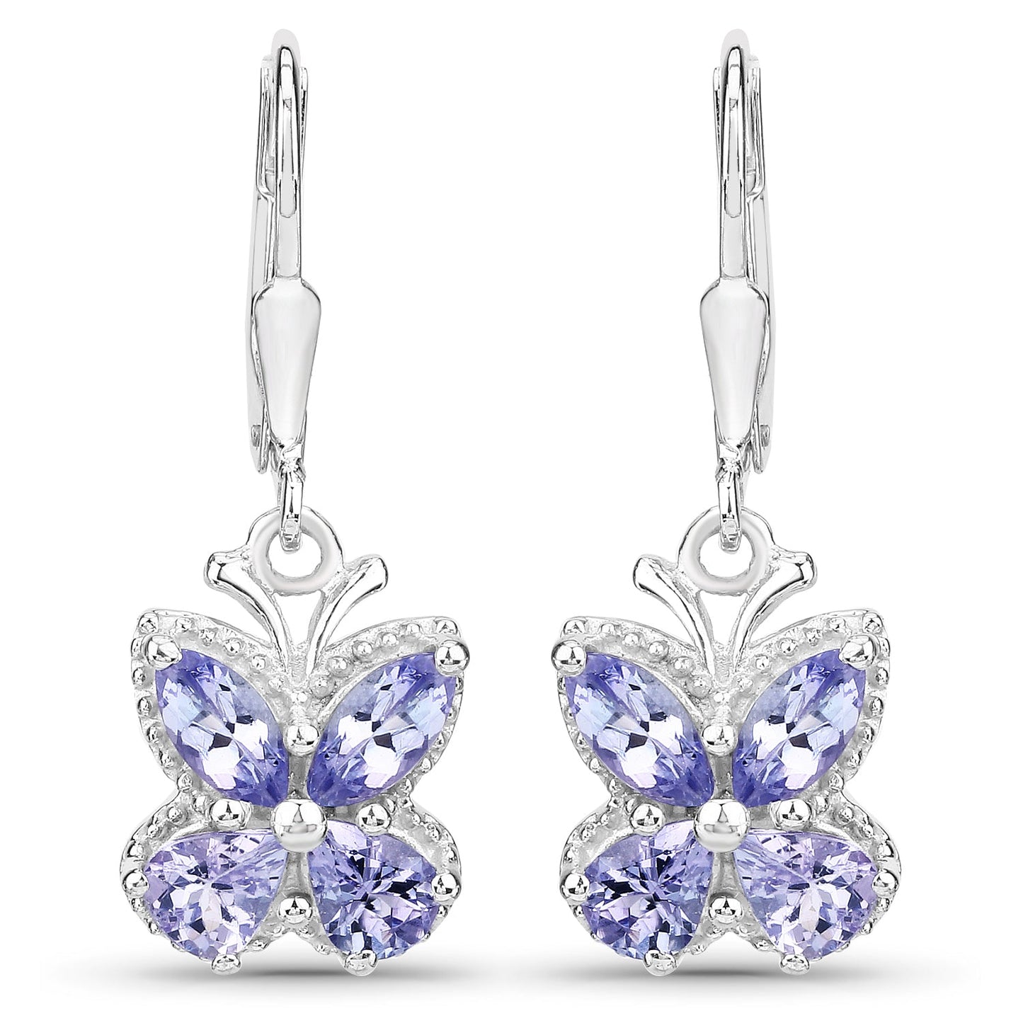 2.08 Carat Genuine Tanzanite Sterling Silver Earrings