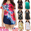 Women's Floral Printed Summer Blouse - Casual Short Sleeve Top