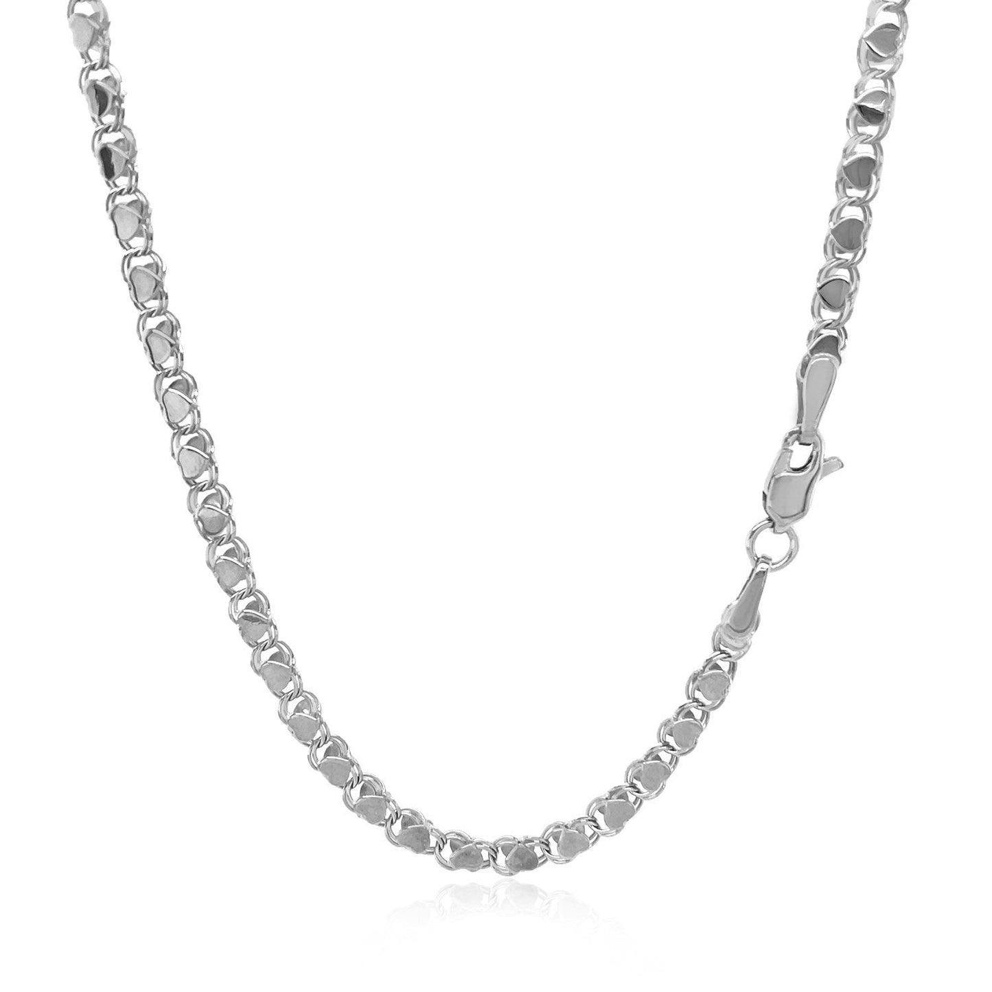 Collar de Cadena en Oro Blanco de 14k con Corazón - 2.9mm
