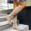 Botas de Mujer de Suede con Cremallera Lateral y Tacón Bajo Elegante